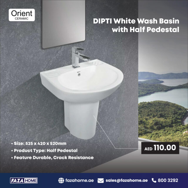 ✨ Complete Your Bathroom Makeover with Style & Quality! ✨
Explore the top picks from Orient Ceramic, exclusively at Faza Home – where durability meets design without breaking the bank! 🏡💧

🛁 DIPTI White Wash Basin with Half Pedestal – AED 110
Minimal design, maximum elegance. Perfect for compact modern bathrooms.
✔️ Durable & Crack-Resistant | 📐 Size: 525 x 420 x 520mm

🚹 Flat Back Plain White Ceramic Urinal – AED 115
Built as a one-piece structure for ultimate hygiene and durability.
✔️ Strong, Sleek & Space-saving | Crack-Resistant

🚽 S-Type Water Closet with Cistern + Flush + Seat Cover – AED 230
Complete your setup with this all-in-one comfort combo.
✔️ Includes Cistern, Flush Fitting & Seat Cover | 💳 Buy Now, Pay Later with Tabby

All types of Sanitary items are available in Faza Home!

📍Visit us at fazahome.ae or call 📞 800 3292
📦 Limited Stock. Fast Delivery Across UAE!
#FazaHome #BathroomEssentials #HomeUpgrades #OrientCeramic #UAEHomes #InteriorGoals #BuyNowPayLater #ModernBathroom