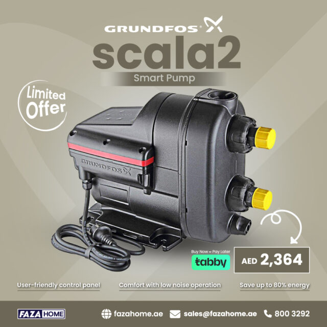 🔥 LIMITED TIME OFFER! 🔥
Get the Grundfos Scala2 Smart Pump at an unbeatable price of just AED 2,364!
✅ Ultra-quiet operation
✅ User-friendly control panel
✅ Saves up to 80% energy
✅ Pay later with Tabby

💥 This is your chance to grab the best deal in the market — we’ve never priced it this low!

📞 Call 800 3292 | 🌐 fazahome.ae
📩 DM us or email sales@fazahome.ae to order now!

#Grundfos #Scala2 #SmartPump #FazaHome #UAEDeals #WaterPump #LimitedOffer #EnergySaving